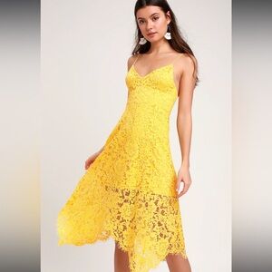 Lulus Yellow Lace Dress